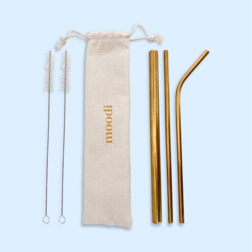 golden reusable straw set 180479