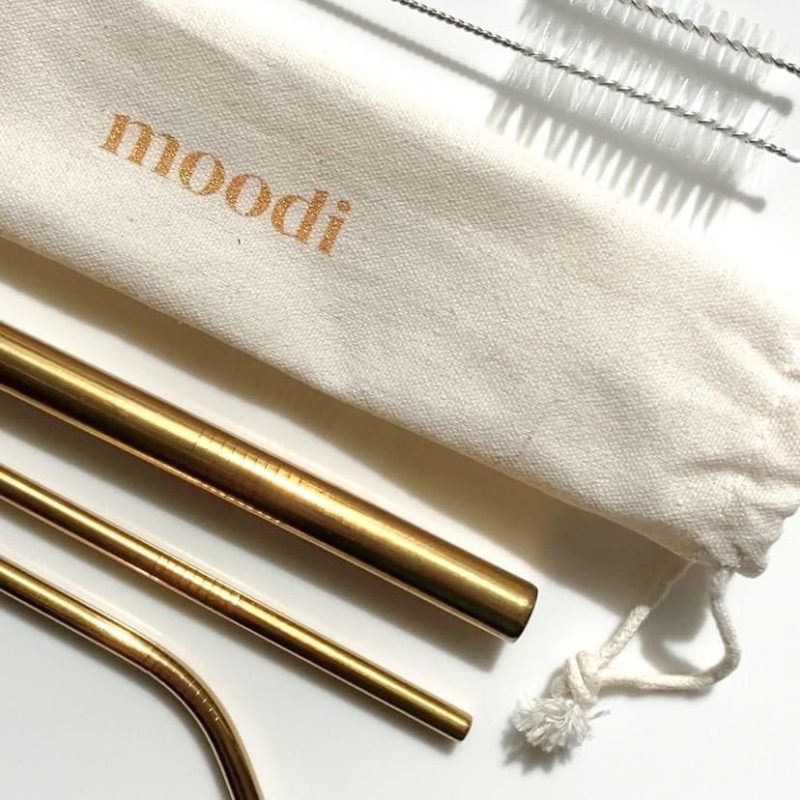 golden reusable straw set 487894